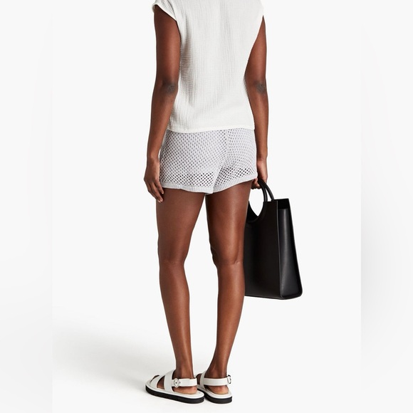 Monrow Cotton and modal-blend open-knit White to Off-White shorts. Size Small - Picture 3 of 8